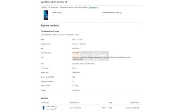 Asus Zenfone 11 Google Play Console