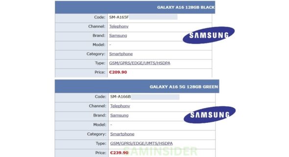 Samsung Galaxy A16 5G e 4G prezzi Europa